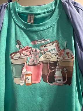 Gildan woman’s ' Teal Medical-Themed Graphic Tee